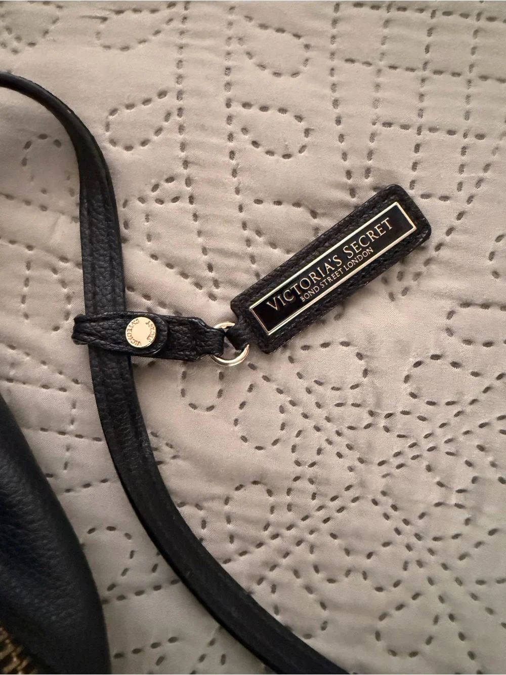 Victoria's Secret Black Quilted Mini Backpack with Gold Chain Accent